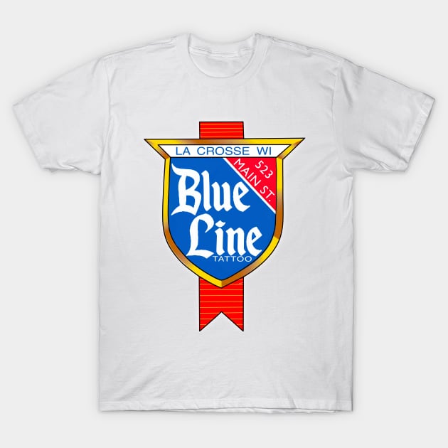 Blue Line Tattoo Beer Style logo T-Shirt by BlueLine Design